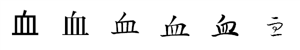漢字「血」の書体による違い 漢字「血」の書体による違い