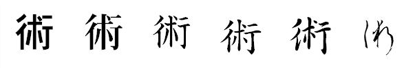 漢字「術」の書体による違い 漢字「術」の書体による違い