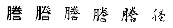 漢字「謄」の書体による違い 漢字「謄」の書体による違い