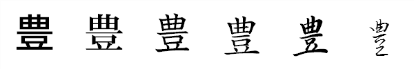 漢字「豊」の書体による違い 漢字「豊」の書体による違い