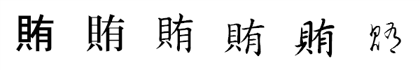 漢字「賄」の書体による違い 漢字「賄」の書体による違い