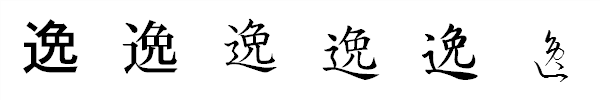 漢字「逸」の書体による違い 漢字「逸」の書体による違い
