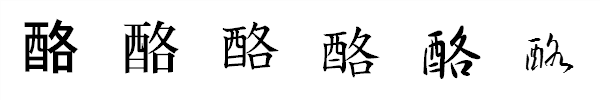 漢字「酪」の書体による違い 漢字「酪」の書体による違い