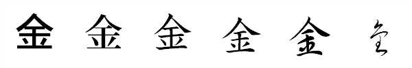 漢字「金」の書体による違い 漢字「金」の書体による違い