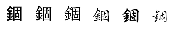 漢字「錮」の書体による違い 漢字「錮」の書体による違い