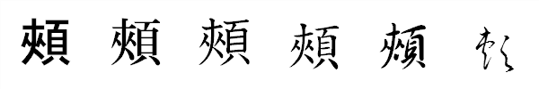 漢字「頰」の書体による違い 漢字「頰」の書体による違い