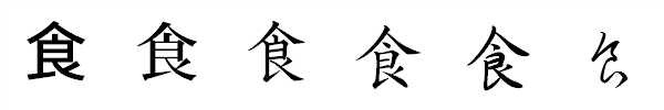 漢字「食」の書体による違い 漢字「食」の書体による違い