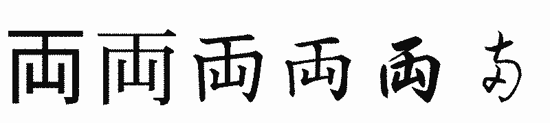 漢字「両」の書体比較