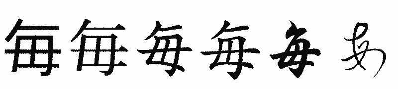 漢字「毎」の書体比較