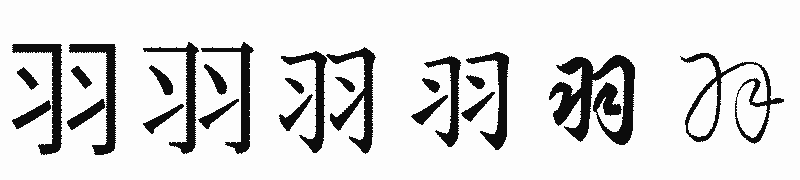 漢字「羽」の書体比較