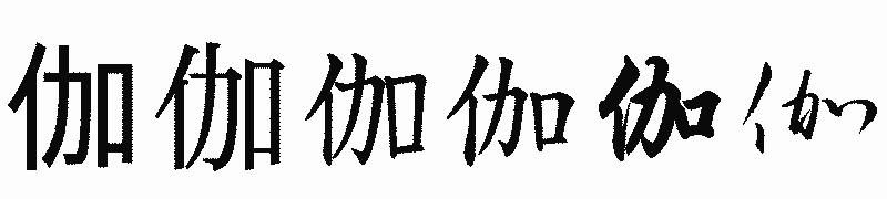 漢字「伽」の書体比較