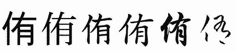 漢字「侑」の書体比較