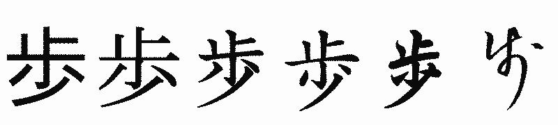 漢字「歩」の書体比較