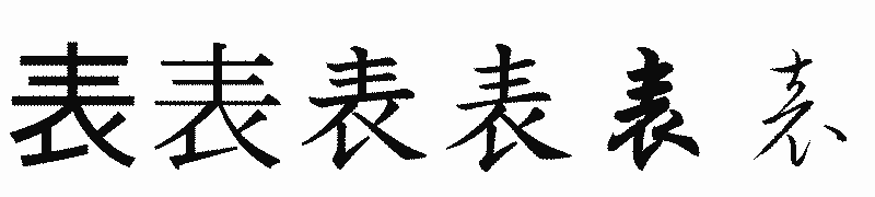 漢字「表」の書体比較