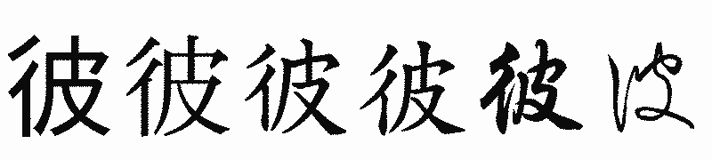 漢字「彼」の書体比較