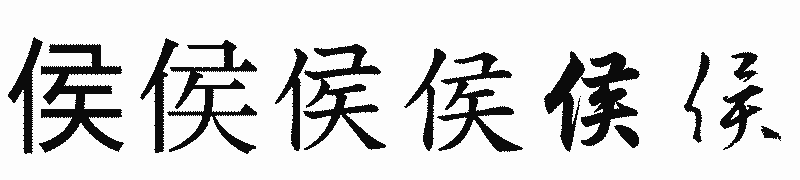 漢字「侯」の書体比較