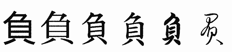 漢字「負」の書体比較