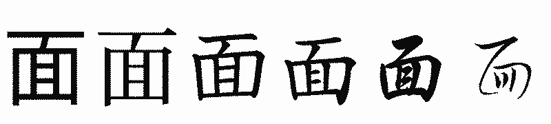 漢字「面」の書体比較