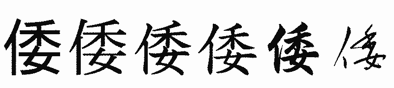 漢字「倭」の書体比較