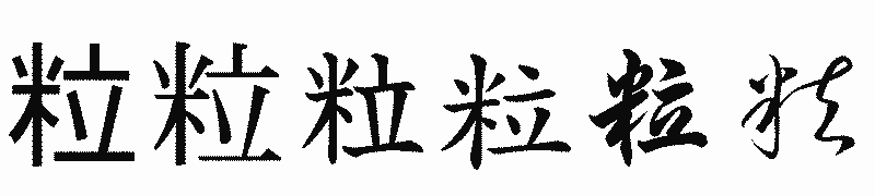 漢字「粒」の書体比較