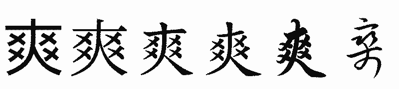 漢字「爽」の書体比較