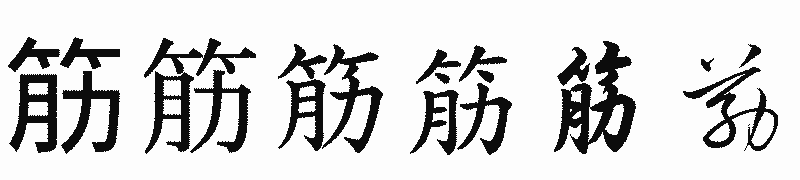 漢字「筋」の書体比較