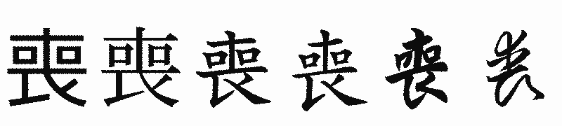 漢字「喪」の書体比較