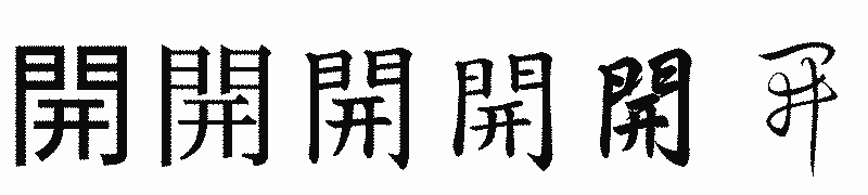 漢字「開」の書体比較