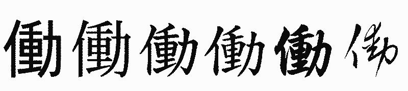 漢字「働」の書体比較