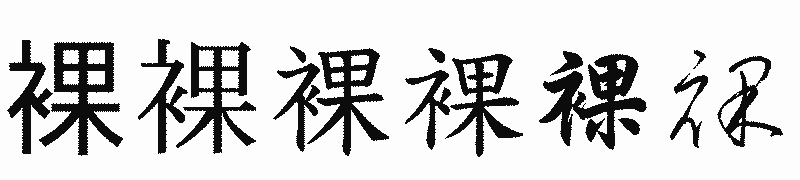 漢字「裸」の書体比較