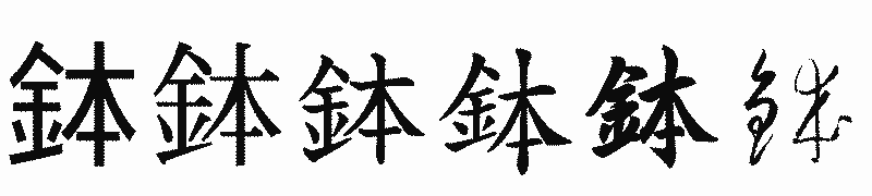漢字「鉢」の書体比較