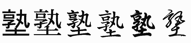 漢字「塾」の書体比較