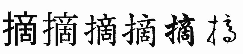漢字「摘」の書体比較