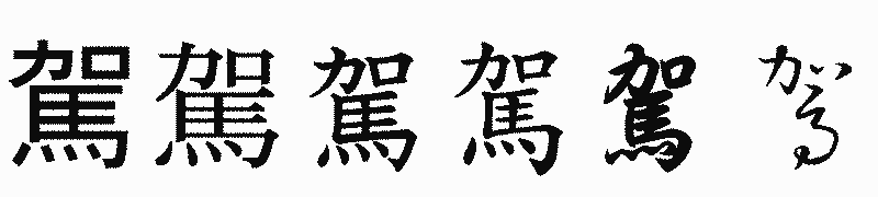 漢字「駕」の書体比較