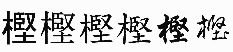 漢字「樫」の書体比較