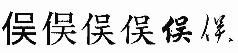 漢字「俣」の書体比較