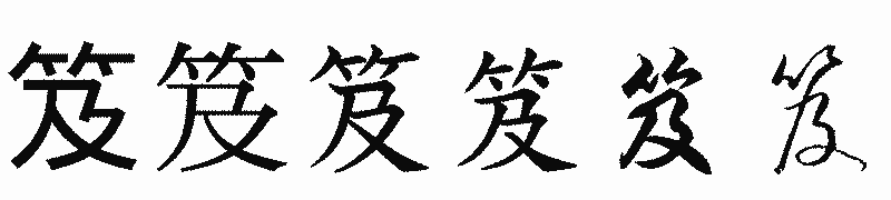 漢字「笈」の書体比較