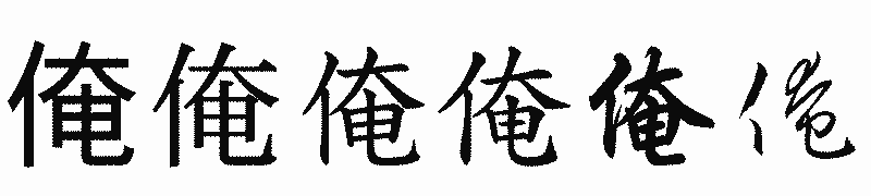 漢字「俺」の書体比較